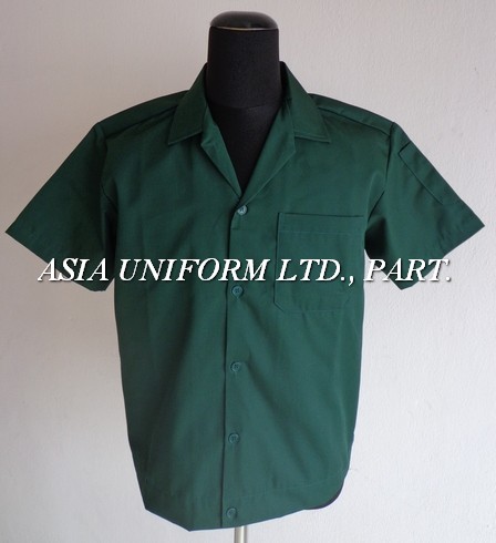 เสื้อช็อปแขนสั้น เสื้อช็อปแขนยาว สีเขียว สำเร็จรูป  ผ้าคอมทวิว อย่างดี
